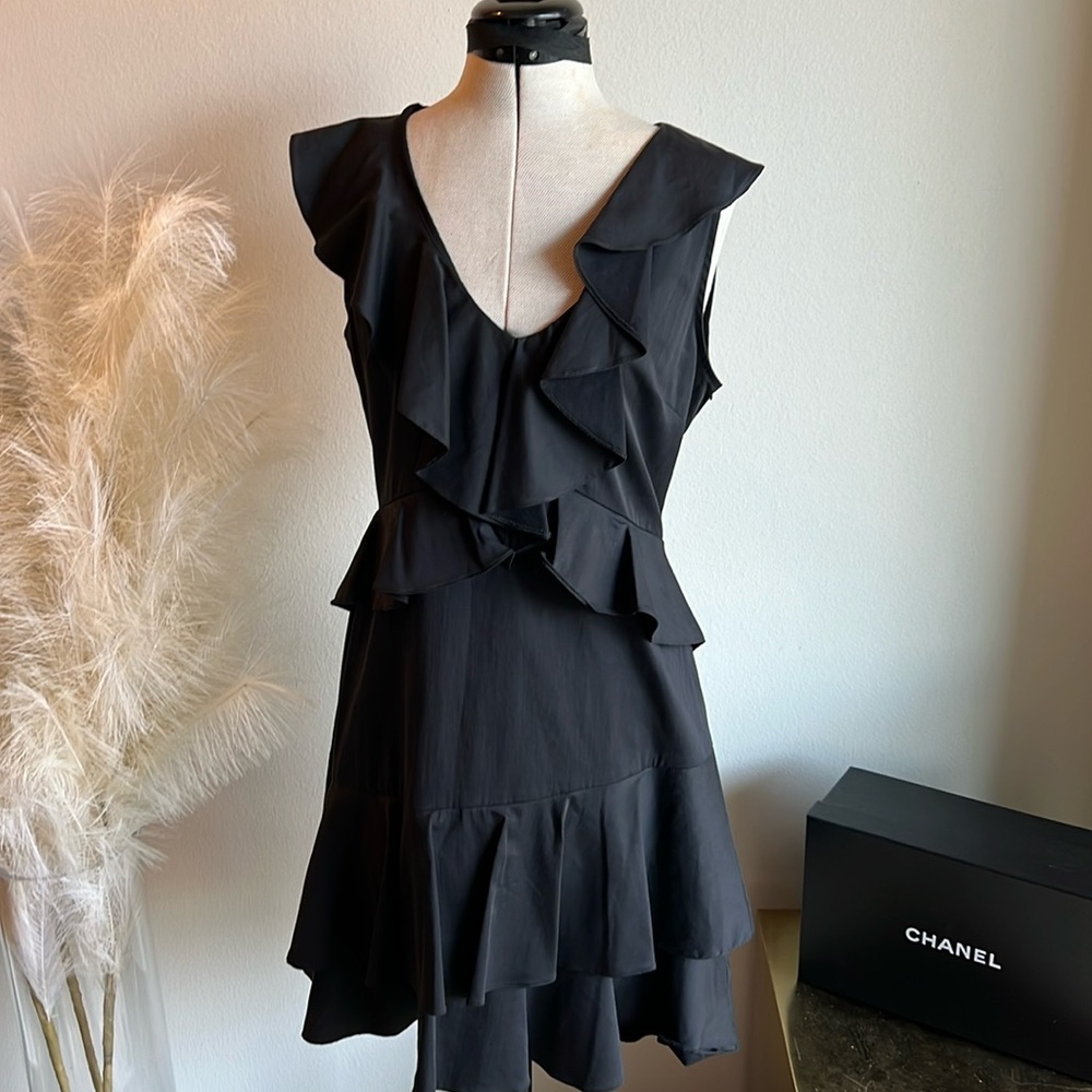 NWT Lucy Paris Black Ruffle Mini Dress - Picture 5 of 10